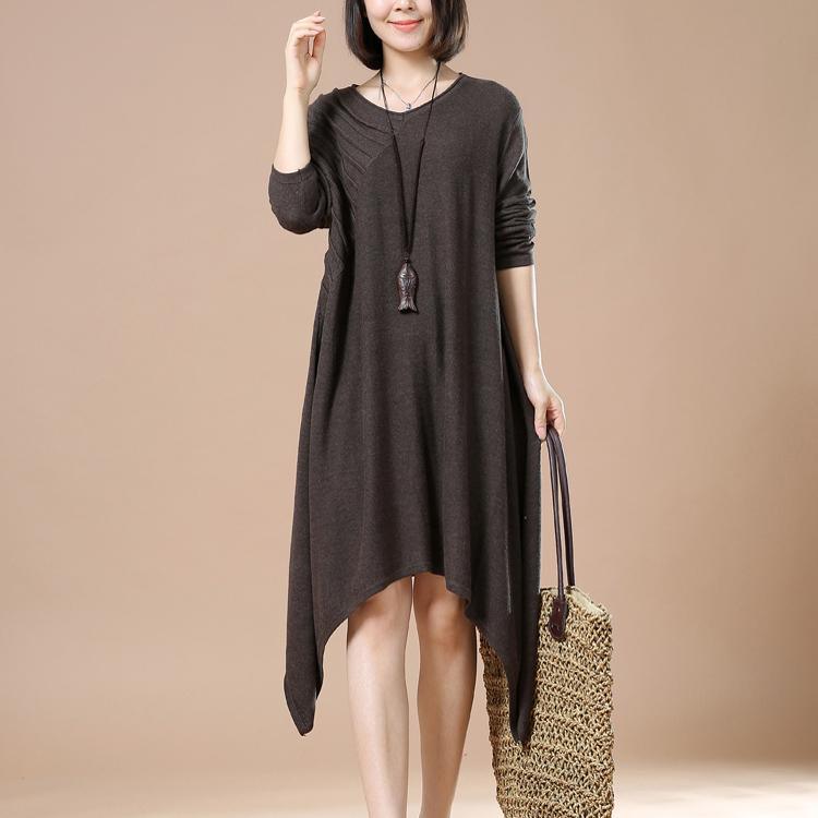 Chocolate oversized long maxi dresses knitted sweaters - Omychic