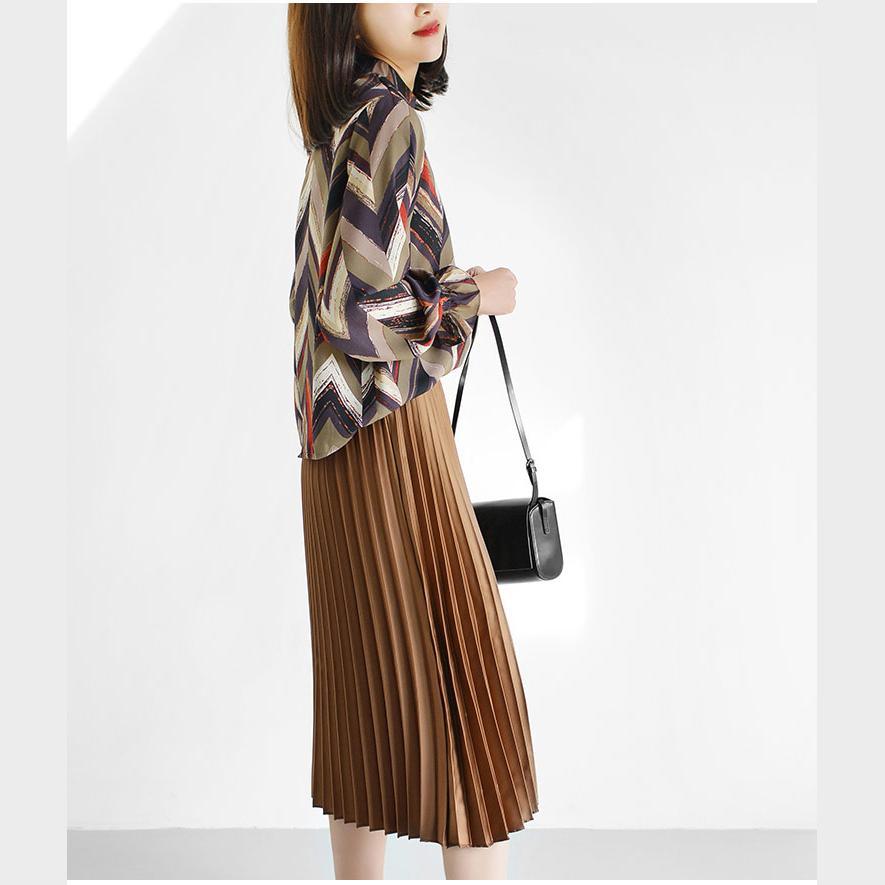 Chocolate satin pleated skirts summer knee skirt 2017 collection - Omychic