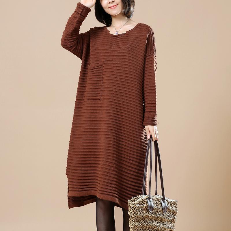 Chocolate sweaters long plus size sweater dresses - Omychic