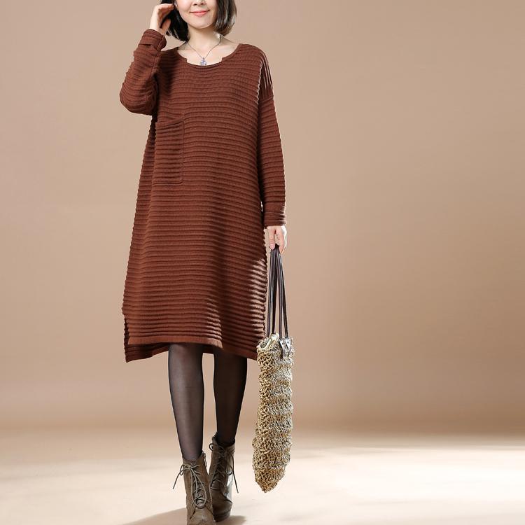 Chocolate sweaters long plus size sweater dresses - Omychic