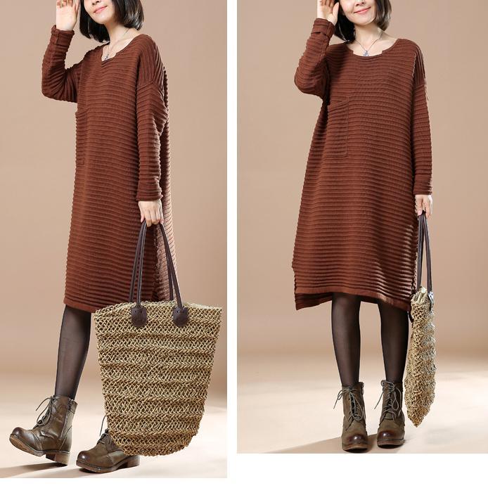 Chocolate sweaters long plus size sweater dresses - Omychic