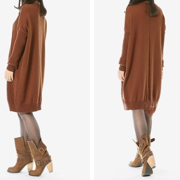 Chocolate sweaters plus size woman knit dresses - Omychic