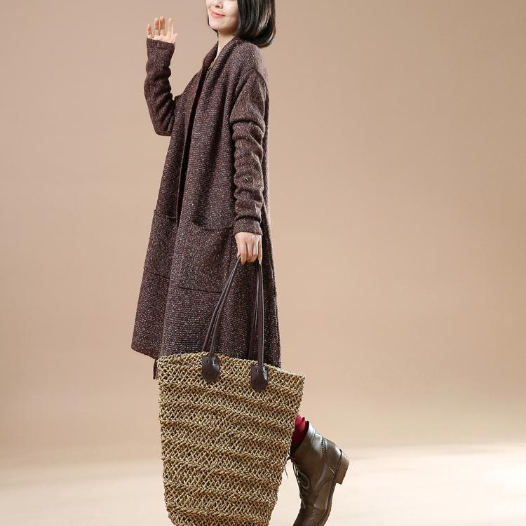Chocolate winter knit coats sweater cardigans - Omychic