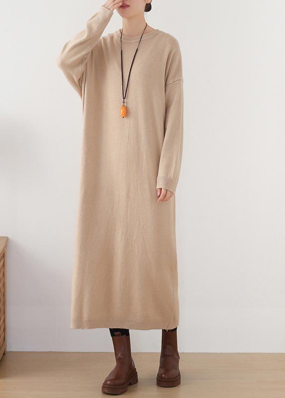 Christmas warm Sweater o neckweather DIY nude oversized knit dresses - Omychic