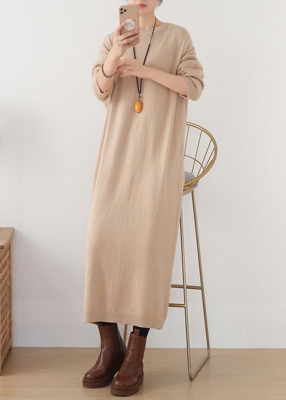 Christmas warm Sweater o neckweather DIY nude oversized knit dresses - Omychic