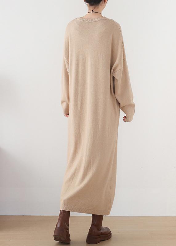 Christmas warm Sweater o neckweather DIY nude oversized knit dresses - Omychic