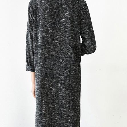 Chunky gray Sweater dress outfit Design side open Tejidos knit dress - Omychic