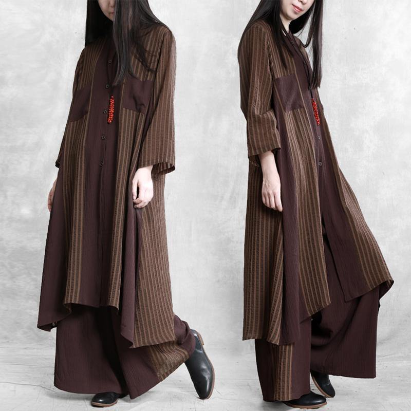 Chunxin original stitching long suit casual cardigan loose breathable two-piece women - Omychic