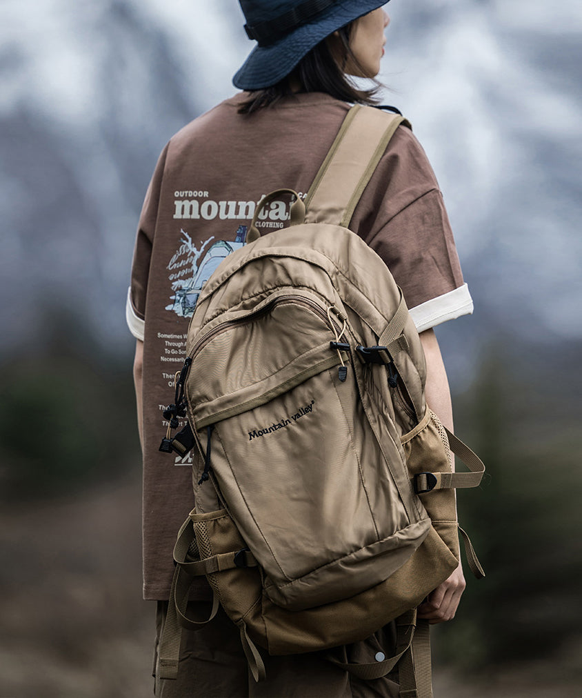 Classic Brown Large Capacity Solid Durable Backpack Bag