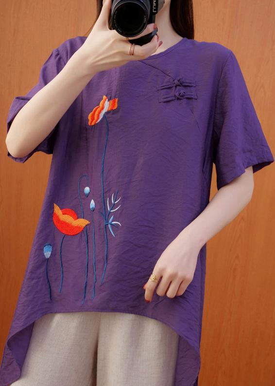 Classy Asymmetrical Summer Tunic Pattern Fashion Ideas Purple Tops - Omychic