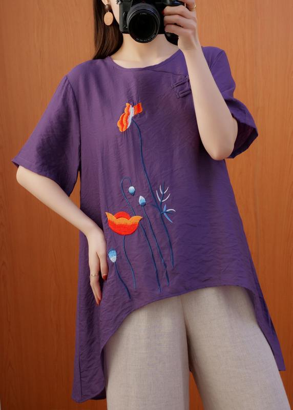 Classy Asymmetrical Summer Tunic Pattern Fashion Ideas Purple Tops - Omychic