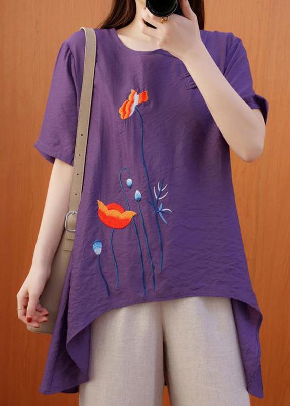 Classy Asymmetrical Summer Tunic Pattern Fashion Ideas Purple Tops - Omychic