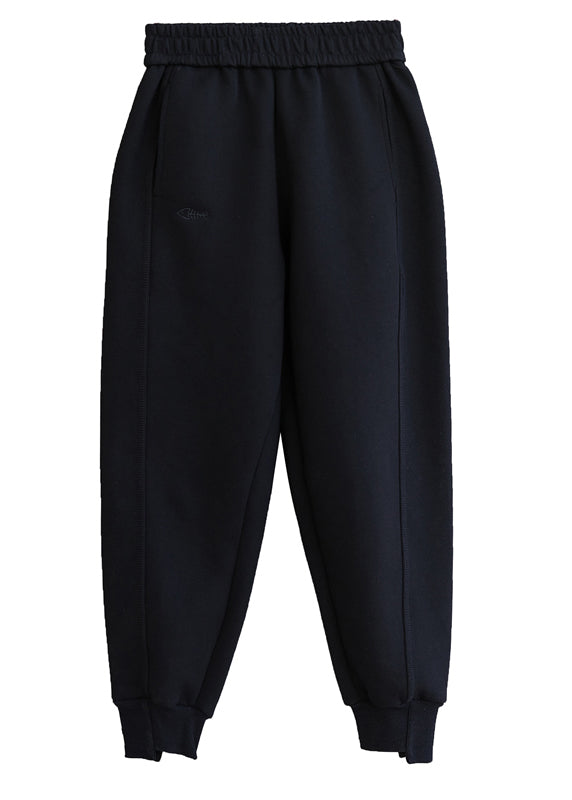 Classy Black Asymmetrical Pockets beam pants Spring