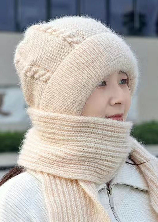 Classy Coffee Thick Warm Fleece Hat And Scarf Two Piece Set