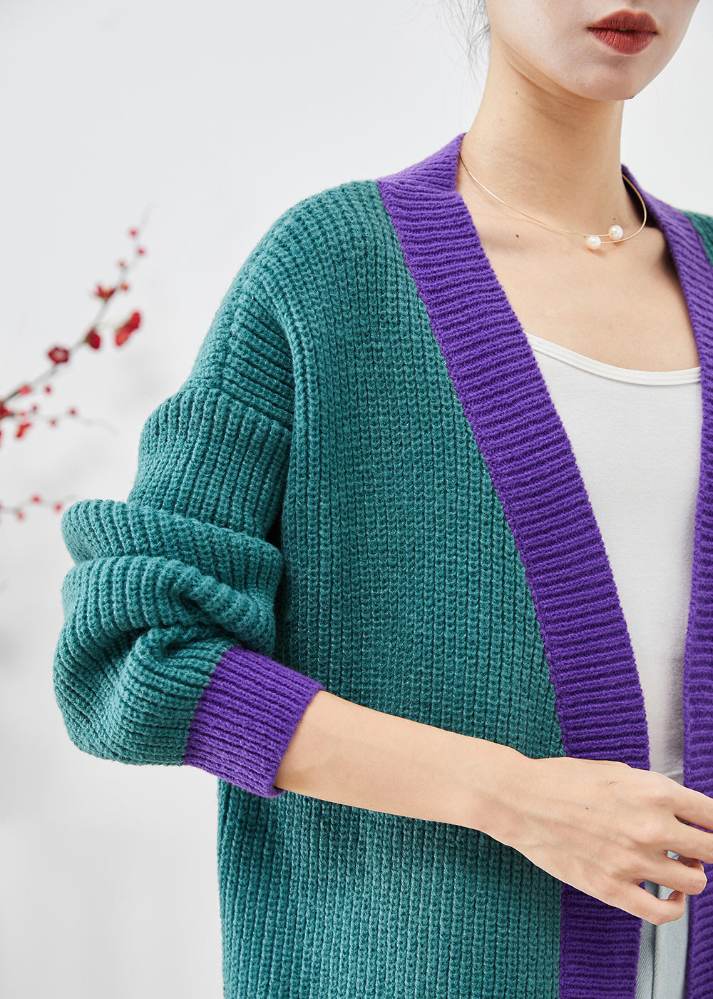 Classy Colorblock Oversized Patchwork Knit Long Cardigan Fall - Omychic