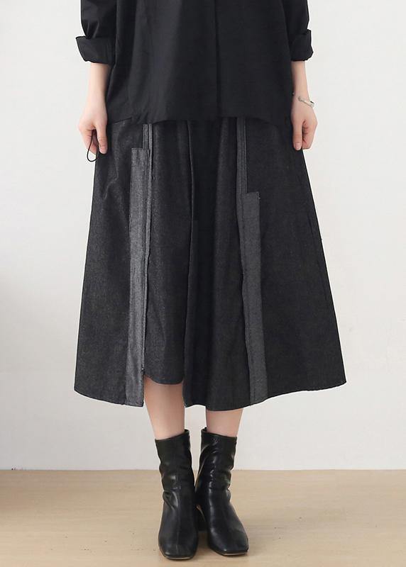 Classy Dark Grey Patchwork Pockets Skirts - Omychic
