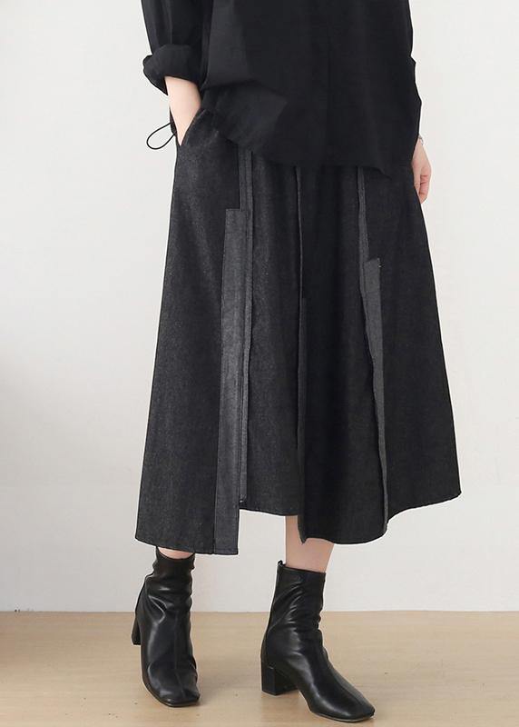 Classy Dark Grey Patchwork Pockets Skirts - Omychic