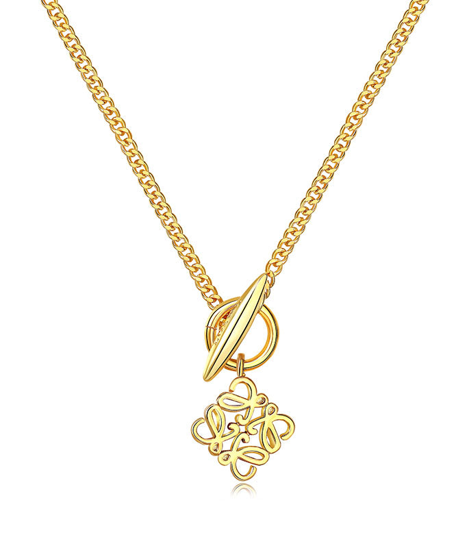 Classy Gold Copper Overgild 24K Gold Pendant Necklace