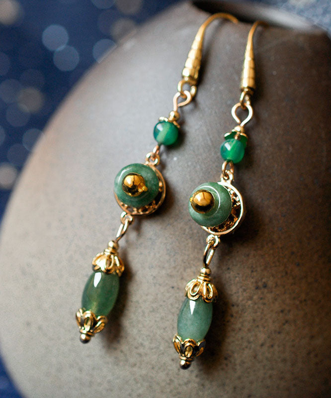 Classy Green Jadeite Jade Drop Earrings