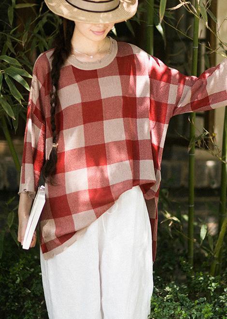 Classy Half Sleeve Spring Clothes Fashion Ideas Red Plaid Blouse - Omychic