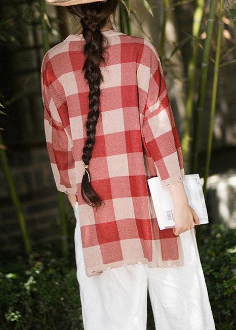 Classy Half Sleeve Spring Clothes Fashion Ideas Red Plaid Blouse - Omychic