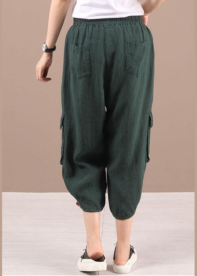 Classy Khaki retro Pockets Summer Linen Pants - Omychic