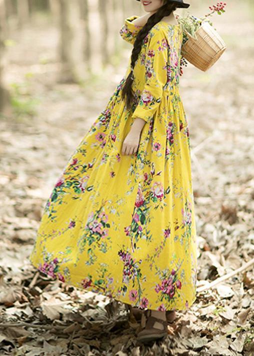 Classy O Neck Cinched Dresses Work Outfits Yellow Long Dress - Omychic