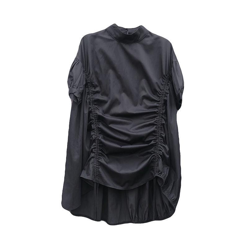 Classy O Neck Drawstring Tunics Sleeve Black Dress - Omychic