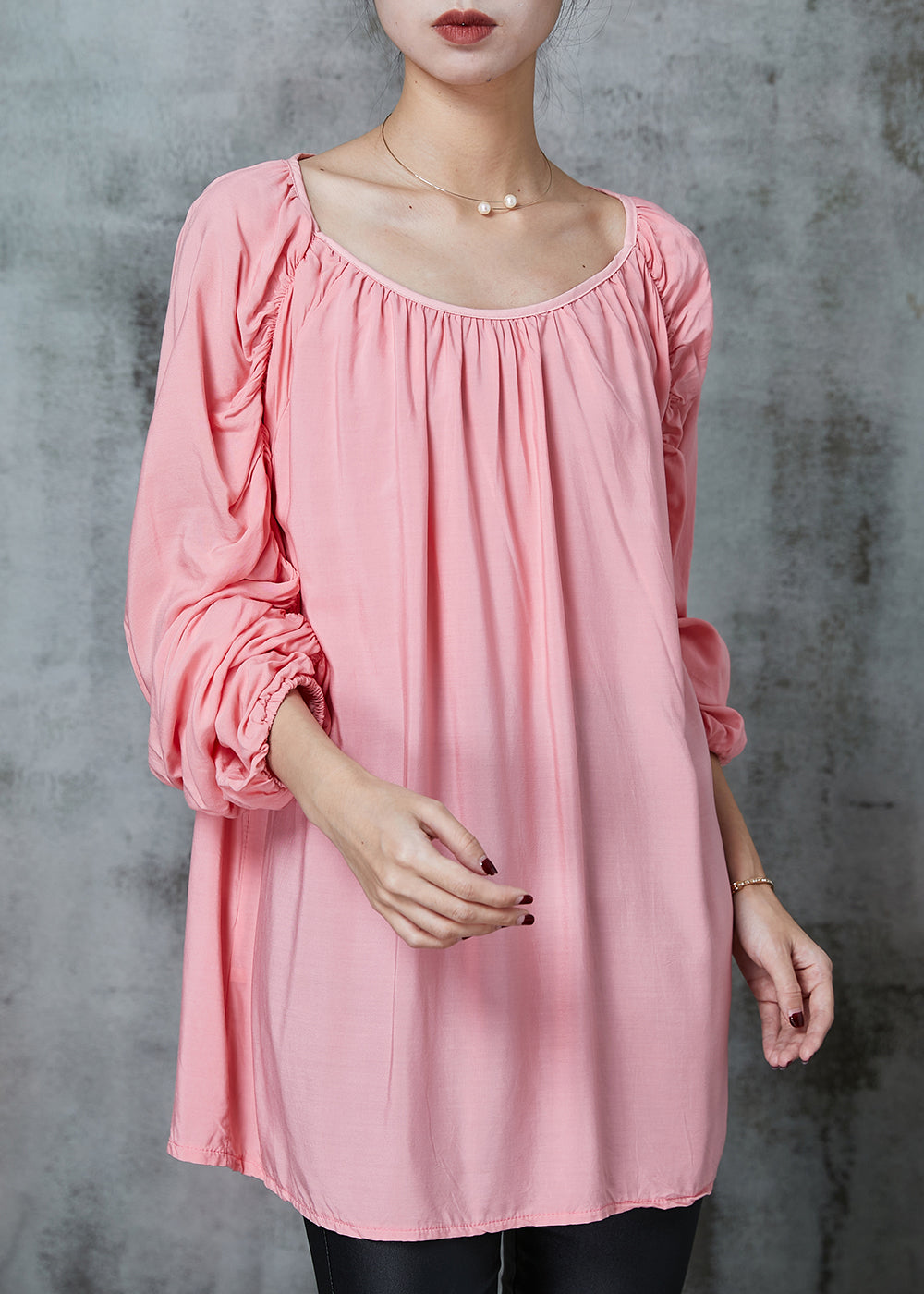 Classy Pink Oversized Wrinkled Cotton Shirt Spring