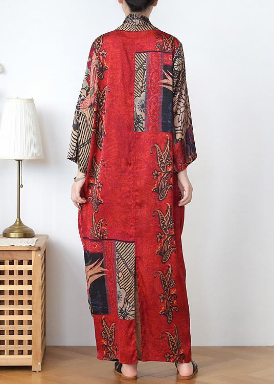 Classy Print V Neck long sleeve Holiday Summer Chiffon Dress - Omychic
