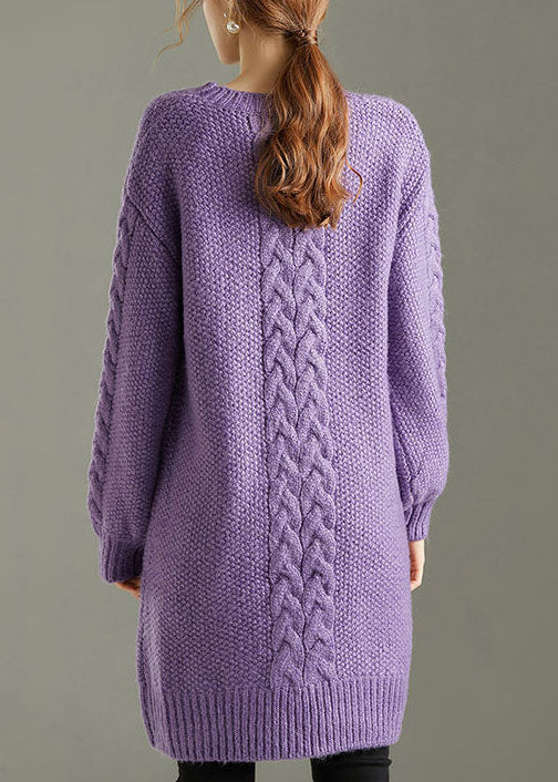 Classy Pink Thick Knit Sweater Dress Winter