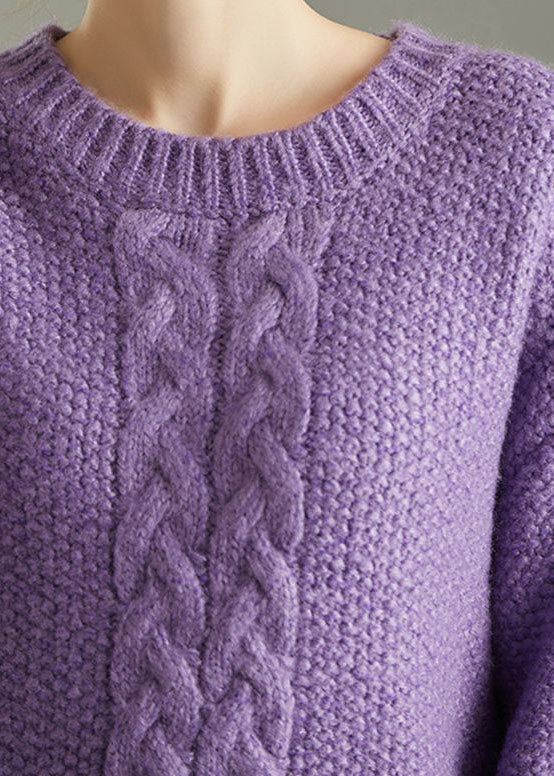 Classy Pink Thick Knit Sweater Dress Winter