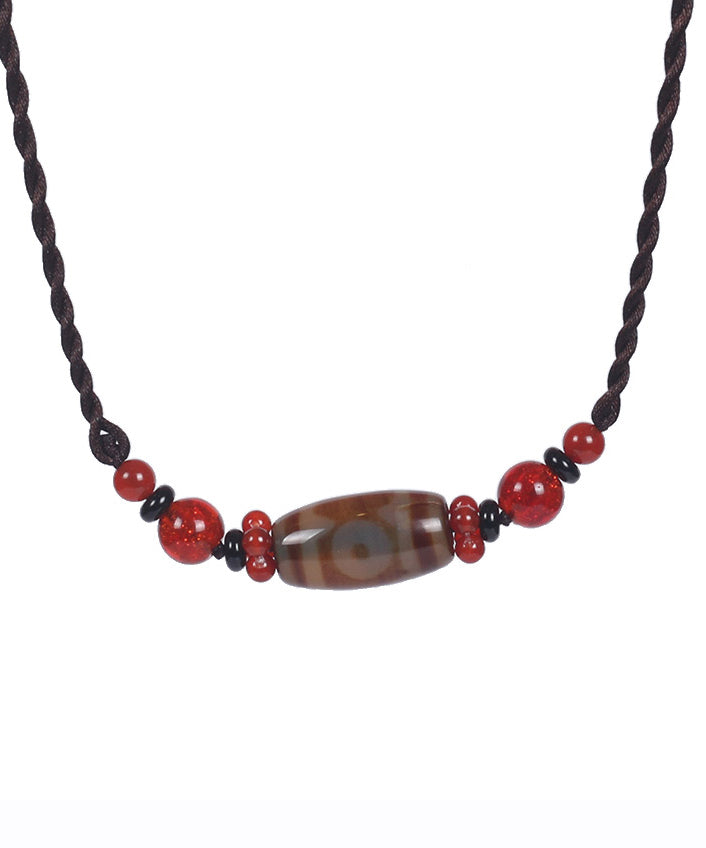 Classy Red Agate Coloured Glaze Pearl Necklace