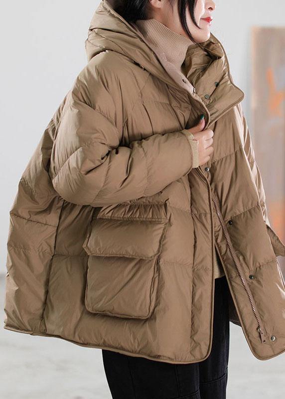 Classy Red Hooded Duck Down Puffer Coat Winter - Omychic