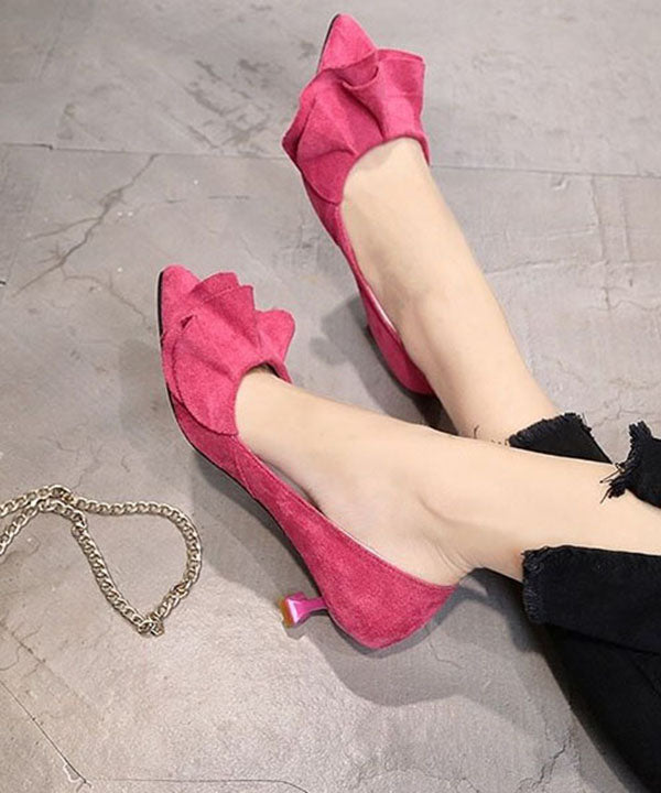 Classy Rose Ruffled Pointed Toe Splicing Stiletto High Heels