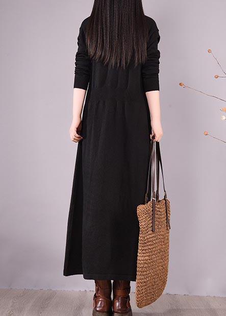 Classy V Neck Asymmetric Spring Dresses Shape Black Maxi Dresses - Omychic