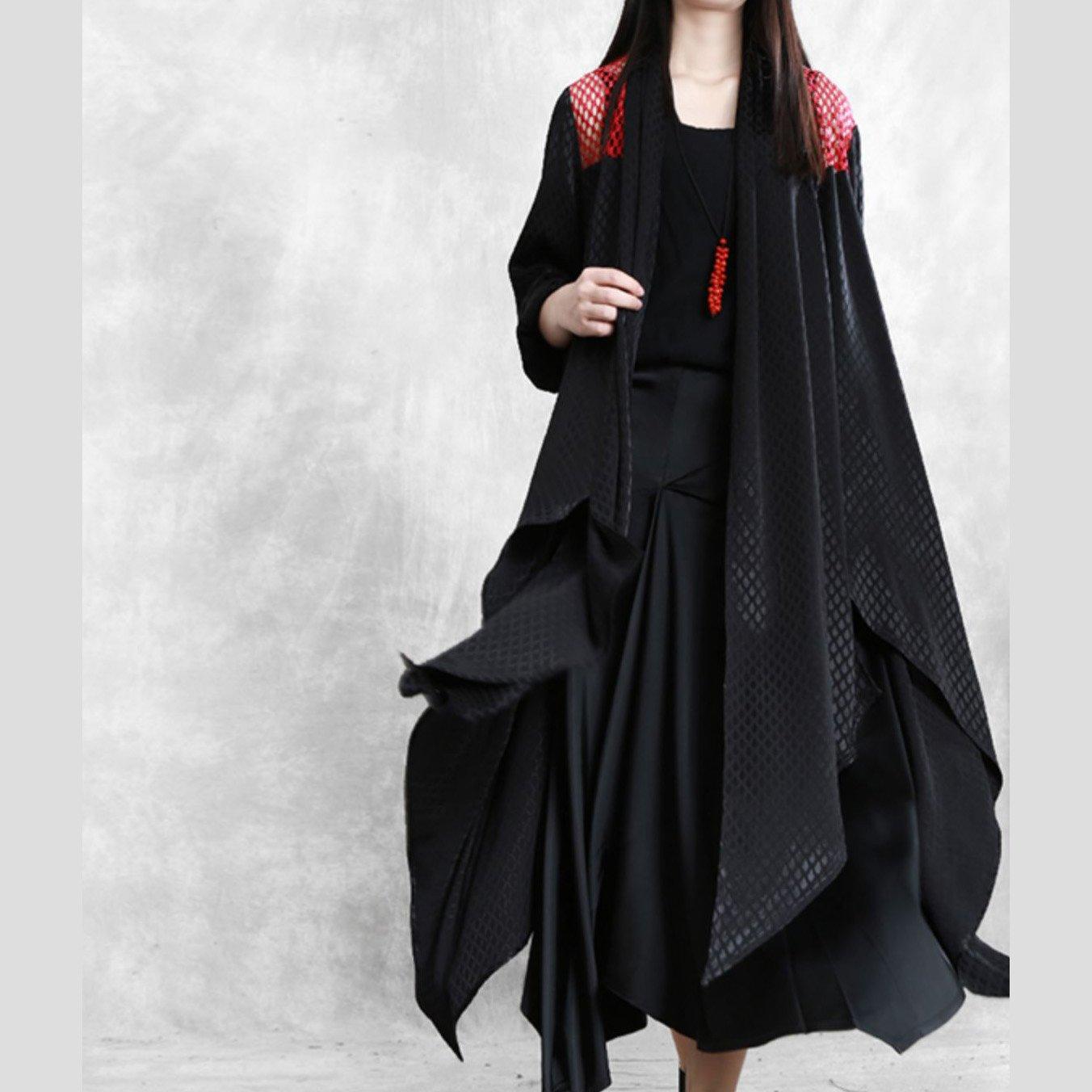 Classy asymmetric Fashion coats women black silhouette coat - Omychic