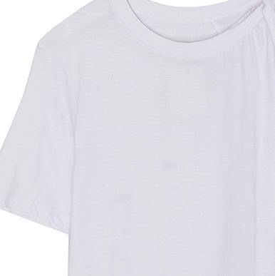 Classy asymmetric short sleeve cotton shirts women Cotton white top summer - Omychic