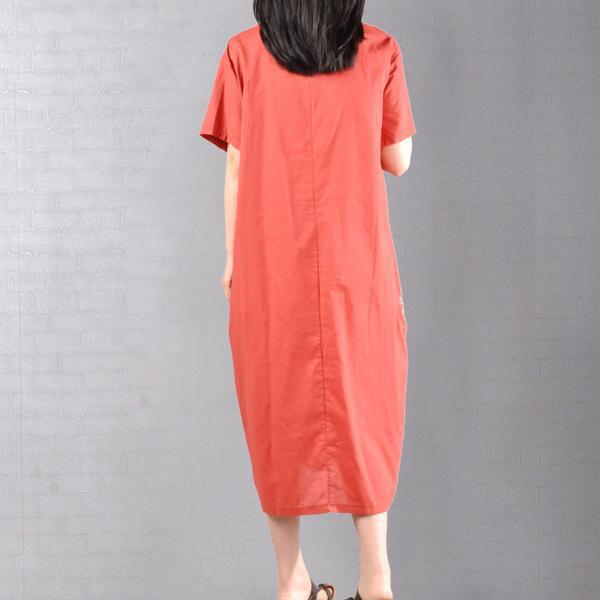 Classy cotton Tunics Pakistani Round Neck Floral Short Sleeve Midi Dress ( Limited Stock) - Omychic