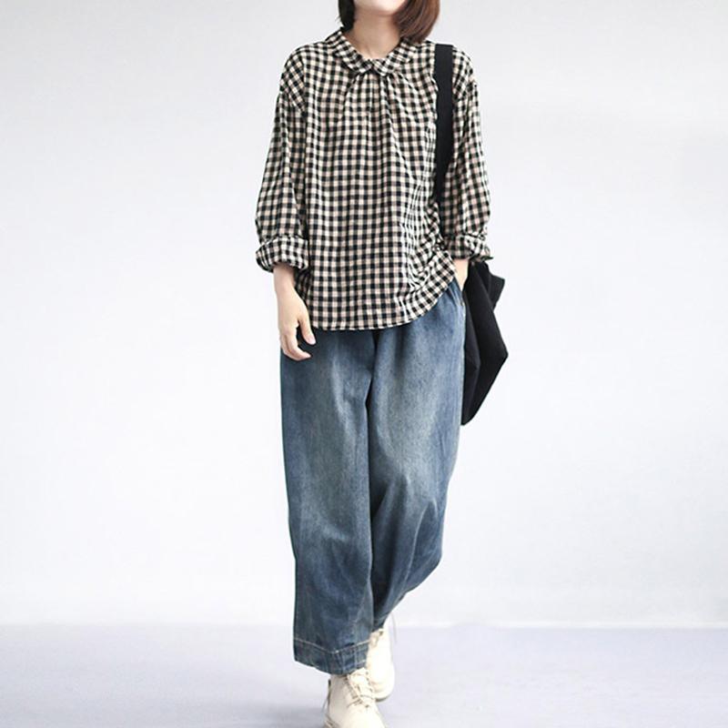 Classy cotton troues Fashion Women Spring Vintage Solid Loose Turnip Pants Jeans - Omychic