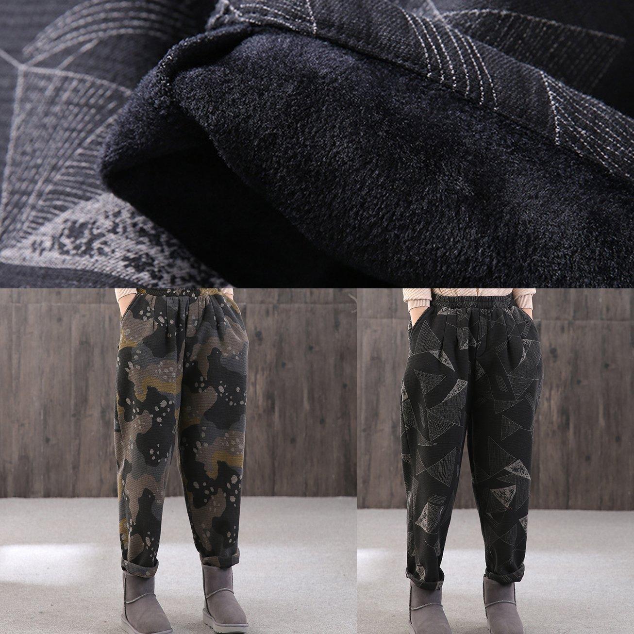Classy dotted Camouflage harem pants oversized elastic waist harem pants thick Cotton shorts - Omychic