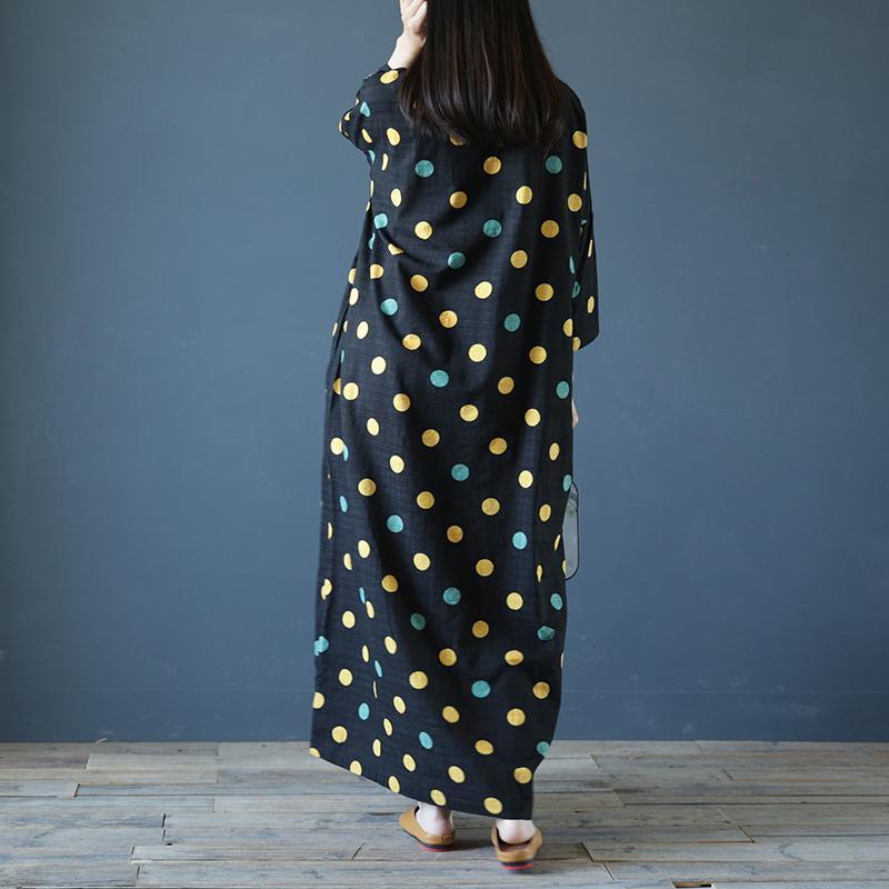Classy dotted cotton quilting dresses Outfits black Maxi Dresses - Omychic
