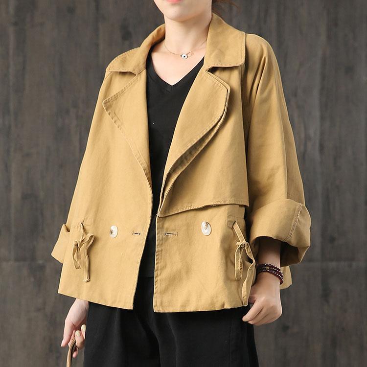 Classy drawstring cotton clothes For Women Outfits yellow short coats fall - Omychic