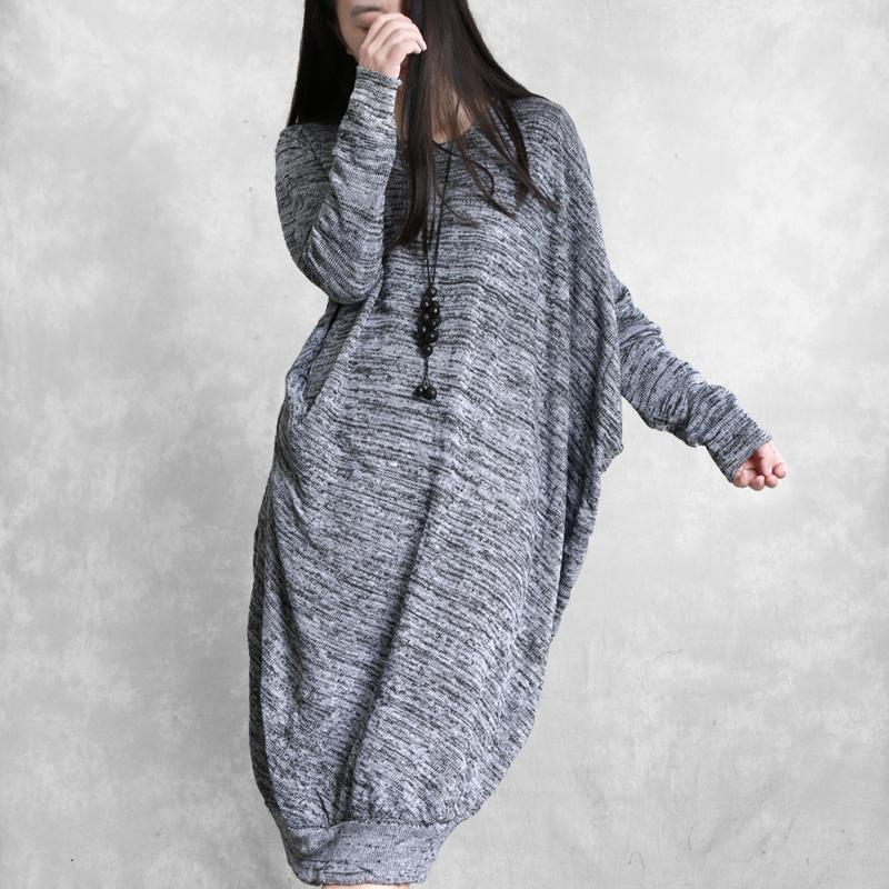 Classy gray Cotton outfit o neck asymmetric tunic spring Dresses - Omychic