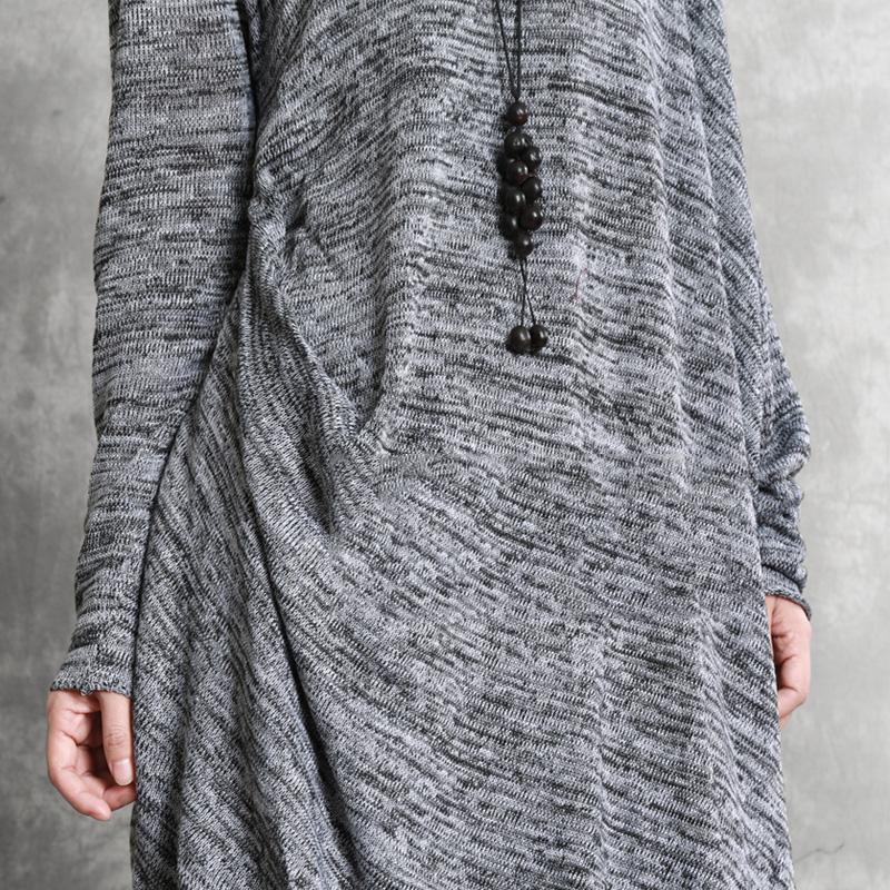 Classy gray Cotton outfit o neck asymmetric tunic spring Dresses - Omychic