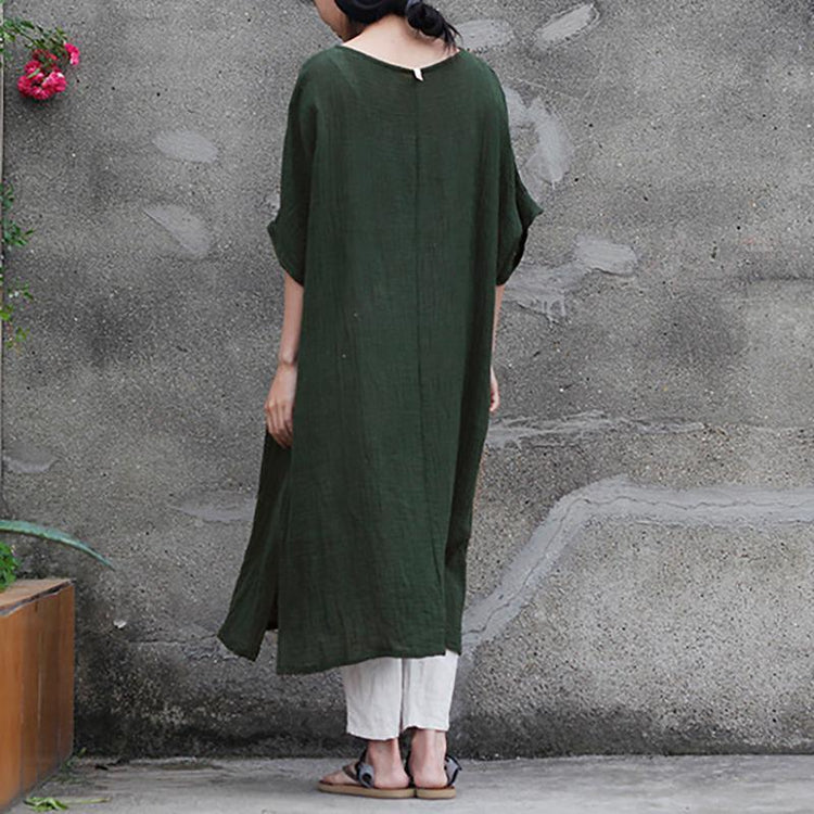 Classy linen clothes For Women Fine Loose Big Pockets maxi dress - Omychic