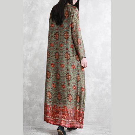 Classy long sleeve  silk clothes Indian Shape green Traveling Dresses prints - Omychic