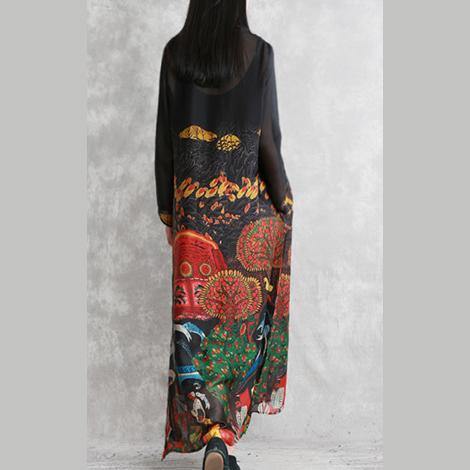 Classy o neck silk outfit Fine design black long Dresses summer - Omychic