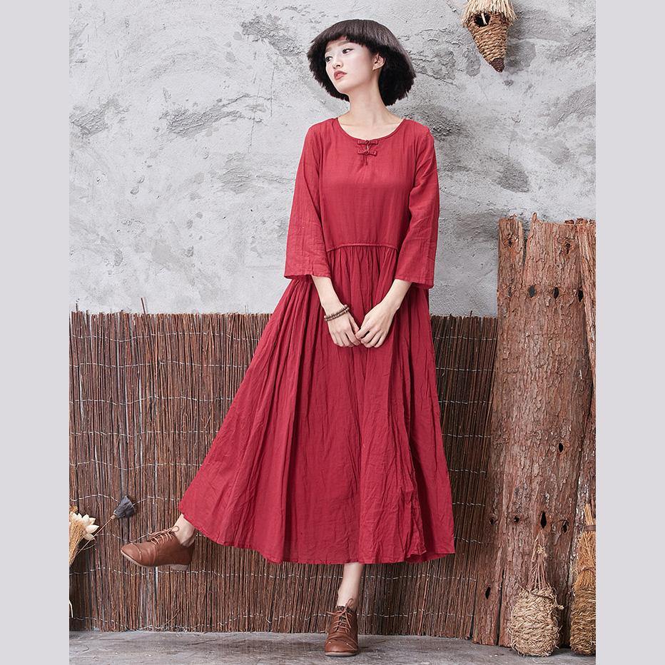 Classy patchwork cotton clothes Women Tutorials red Maxi Dresses summer - Omychic