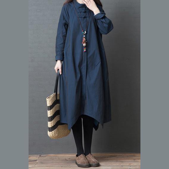 Classy shirt cotton outfit Sweets Fashion Ideas navy A Line Dress long sleeve - Omychic
